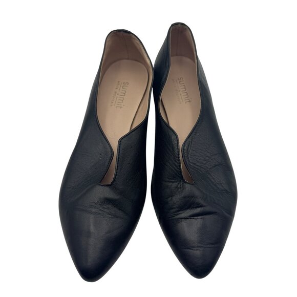 Summit By White Mountain Black Leather Slip-On Pointed Toe Flats Size 37 (6.5US) - Picture 2 of 7